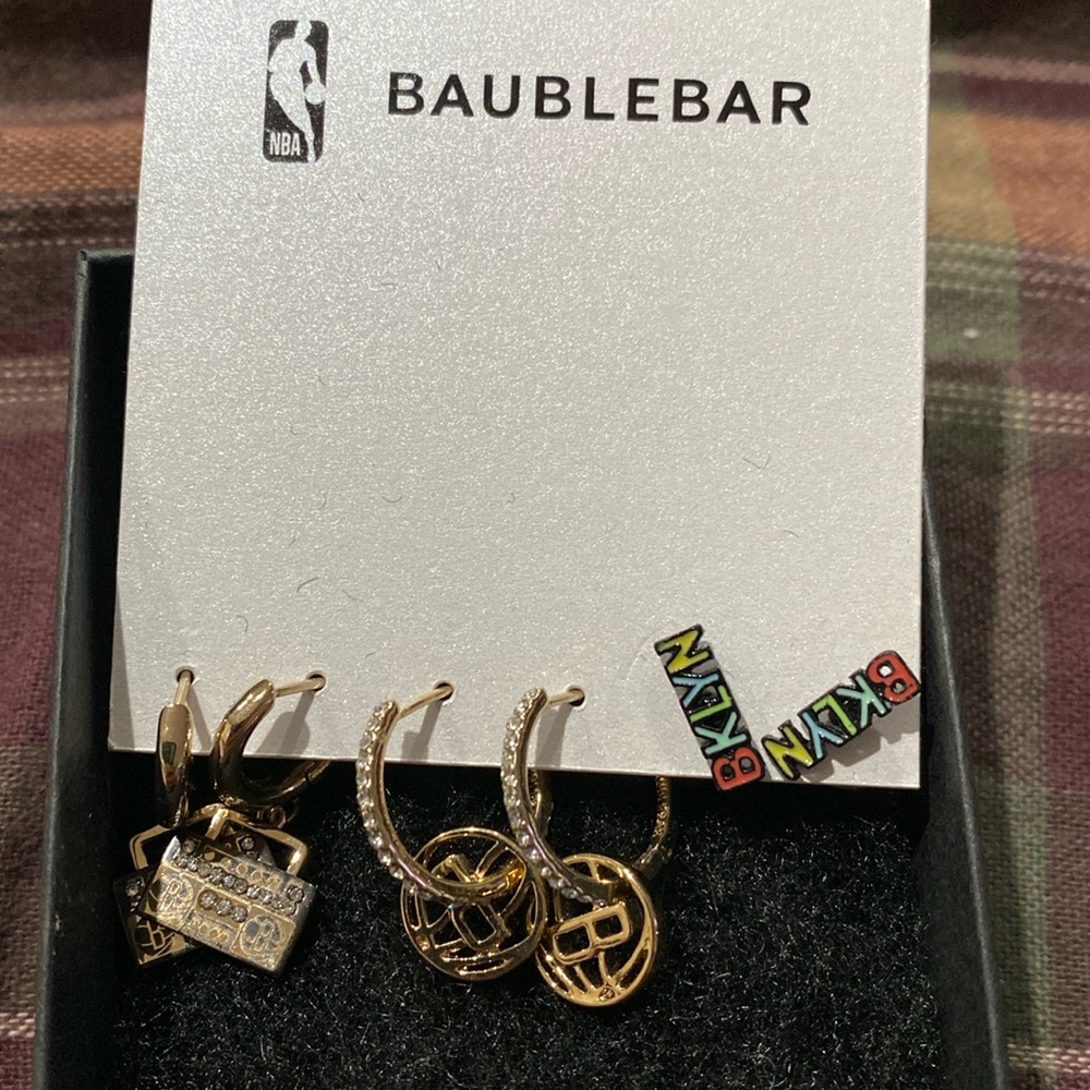 New Baublebarbar Bklyn Nets earrings